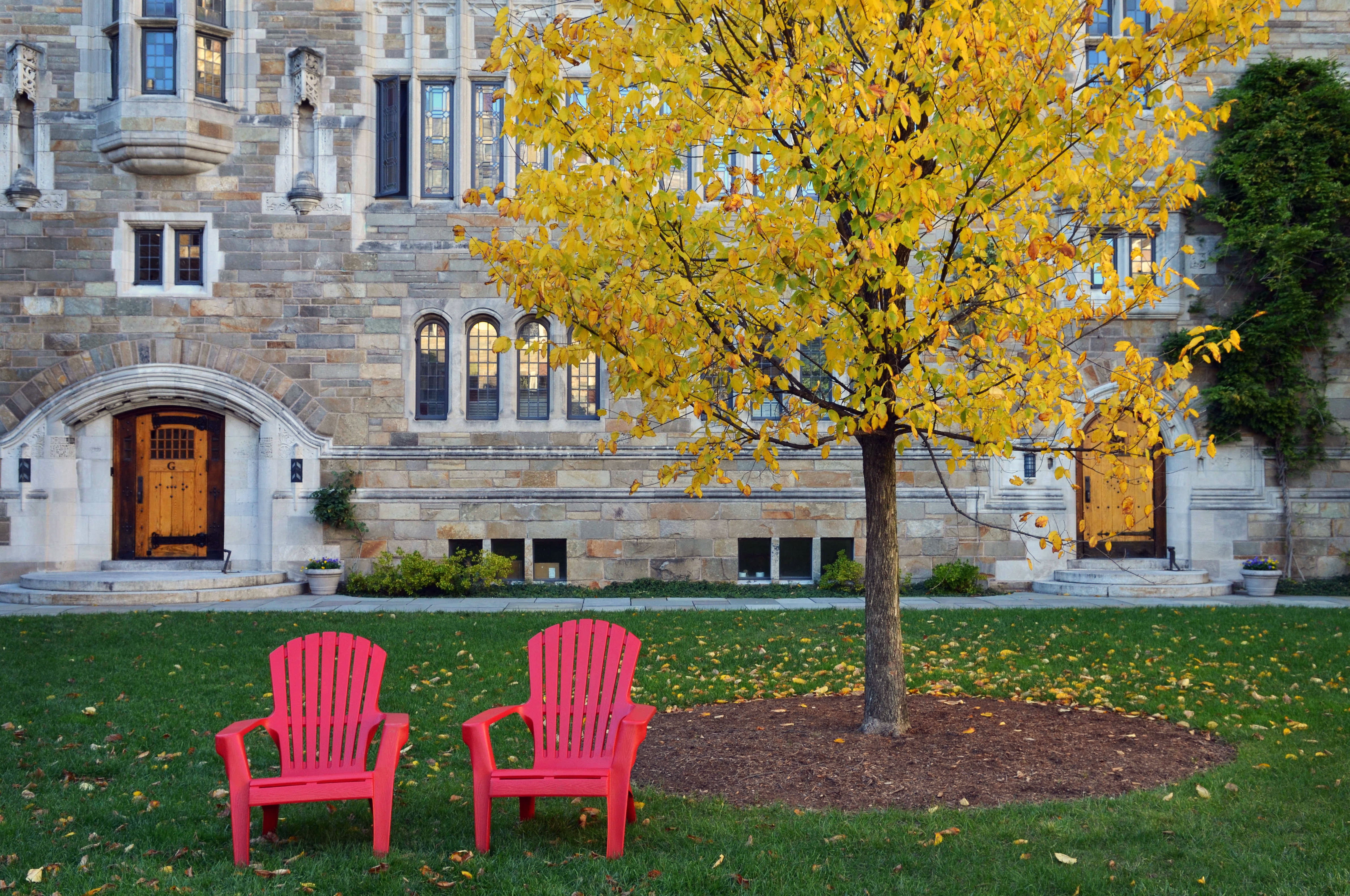 Fall scene with chairs