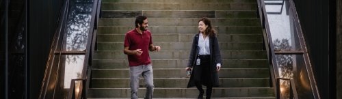 GSAS students on stairs