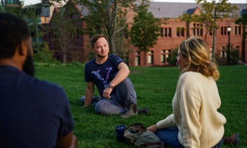 Students sitting on quad